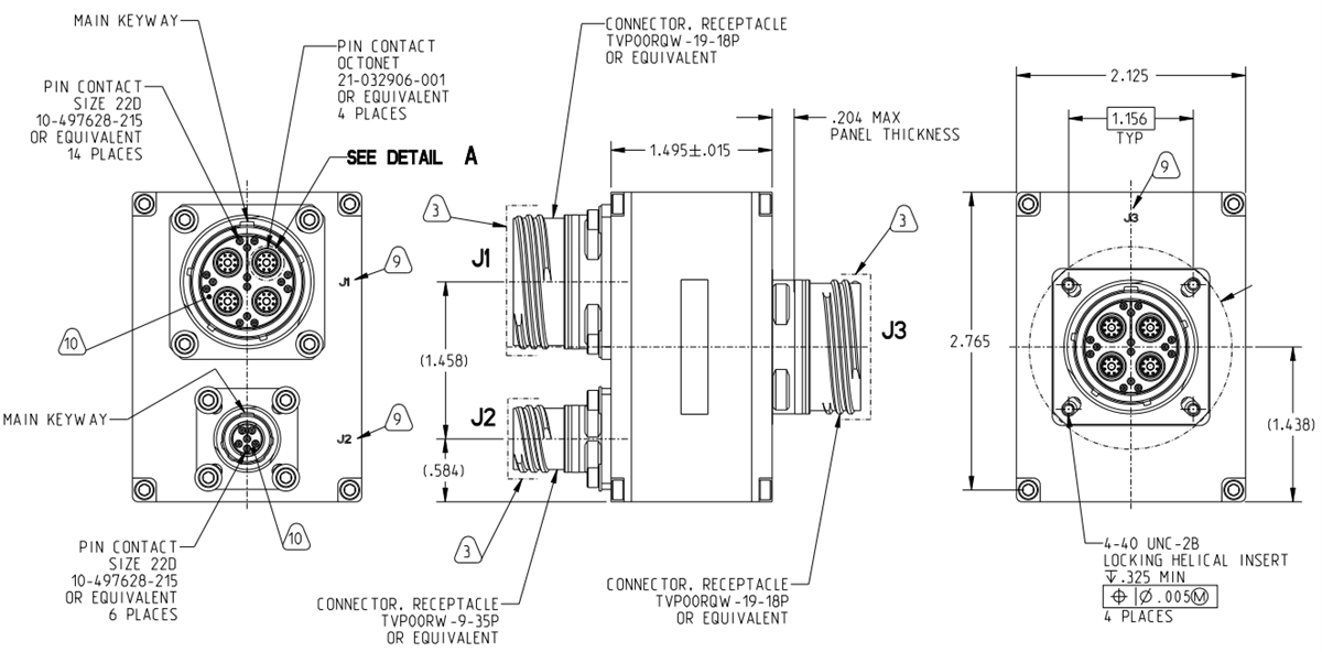Mechanical Drawing - Amphenol Aerospace Rugged Ethernet Switches
